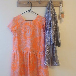 FRNCH Neon Orange and Pink Paisely Shift Dress